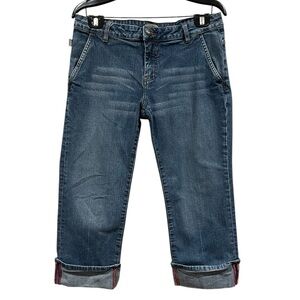 Max Studio low rise wide cuff cropped jeans size 12